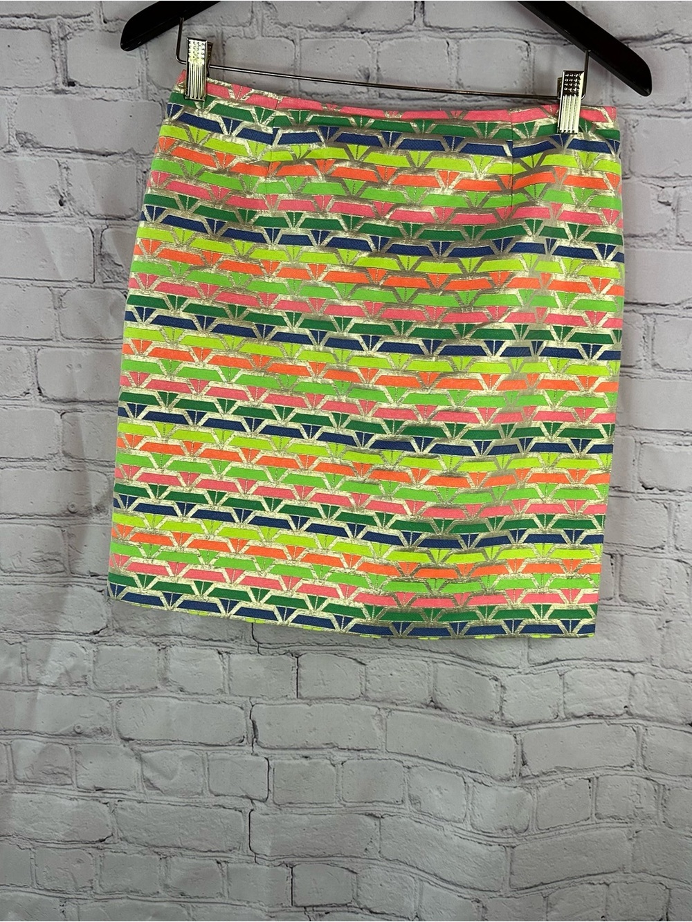 Doncaster metallic Geometric pencil Skirt women 2 bright colorful neon retro
